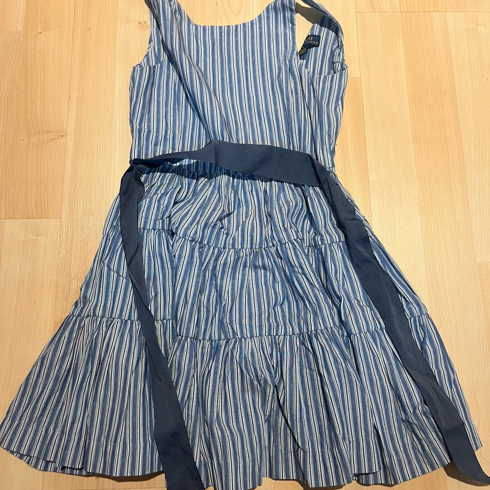 Polo by Ralph Lauren Blue and White Striped Kids Dress